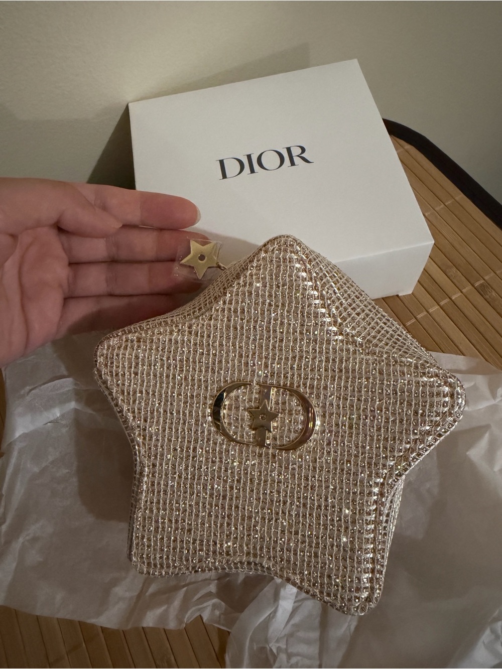 Dior Gold Star-Shaped Card & Key Pouch
